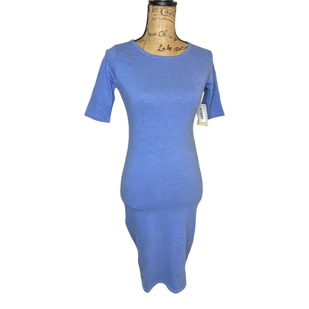 Women's Lularoe Julia Dress‎ Size XXS 2XS Blue Knee Length Stretch (1008)